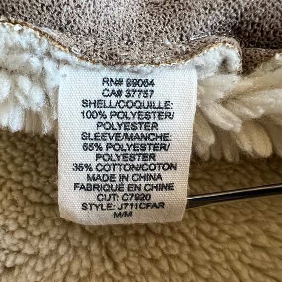 BILLABONG Sherpa Faux Leather Drape Front “Far & Away” Jacket Size M Shearling - Picture 12 of 13